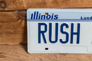 RUSH 17 Illinois Vanity License Plate Pair Vintage Wall Hanging Decor - Eagle's Eye Finds
