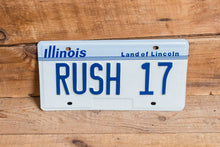Load image into Gallery viewer, RUSH 17 Illinois Vanity License Plate Pair Vintage Wall Hanging Decor - Eagle&#39;s Eye Finds
