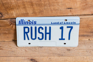RUSH 17 Illinois Vanity License Plate Pair Vintage Wall Hanging Decor - Eagle's Eye Finds