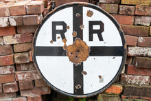 Load image into Gallery viewer, Railroad Crossing Sign Vintage Porcelain Signage - Eagle&#39;s Eye Finds
