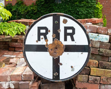 Load image into Gallery viewer, Railroad Crossing Sign Vintage Porcelain Signage - Eagle&#39;s Eye Finds
