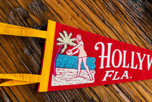 Load image into Gallery viewer, Hollywood Florida Felt Pennant Vintage Beach Wall Decor - Eagle&#39;s Eye Finds
