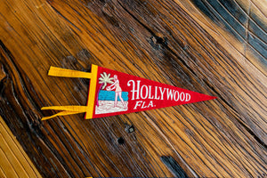 Hollywood Florida Felt Pennant Vintage Beach Wall Decor - Eagle's Eye Finds