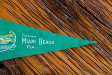 Load image into Gallery viewer, Miami Beach Florida Green Felt Pennant Vintage Wall Decor - Eagle&#39;s Eye Finds
