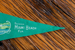 Miami Beach Florida Green Felt Pennant Vintage Wall Decor - Eagle's Eye Finds