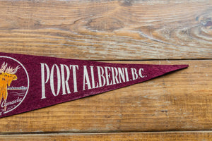Port Alberni BC Canada Vintage Maroon Felt Pennant Wall Decor - Eagle's Eye Finds