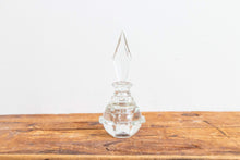 Load image into Gallery viewer, Crystal Perfume Bottle with Beveled Stopper Vintage Bathroom Vanity Decor - Eagle&#39;s Eye Finds
