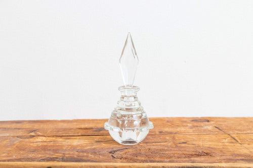Crystal Perfume Bottle with Beveled Stopper Vintage Bathroom Vanity Decor - Eagle's Eye Finds