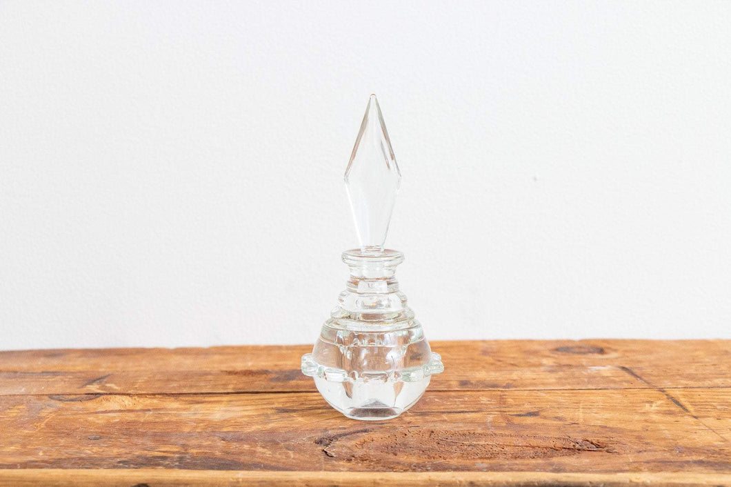 Crystal Perfume Bottle with Beveled Stopper Vintage Bathroom Vanity Decor - Eagle's Eye Finds