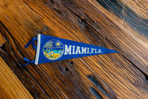 Miami Florida Blue Felt Pennant Vintage Wall Decor - Eagle's Eye Finds