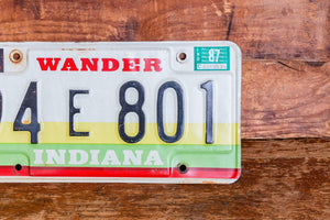 Indiana 1980s Wander License Plate Vintage Wall Hanging Decor - Eagle's Eye Finds