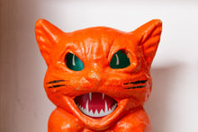 Load image into Gallery viewer, Cat Paper Mache Lantern Halloween Decor Hissing Cat on Fence - Eagle&#39;s Eye Finds
