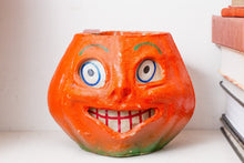 Load image into Gallery viewer, Paper Mache Pumpkin Jack O&#39;Lantern Halloween Decor Smiling Face - Eagle&#39;s Eye Finds
