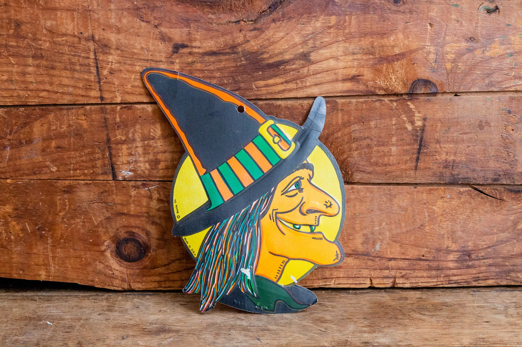 Witch Head Beistle Halloween Die Cut Mid-Century Decoration - Eagle's Eye Finds