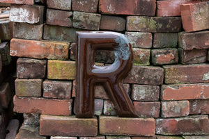 Brown Letter R Porcelain Vintage Wall Hanging Decor Initials Name Letter - Eagle's Eye Finds