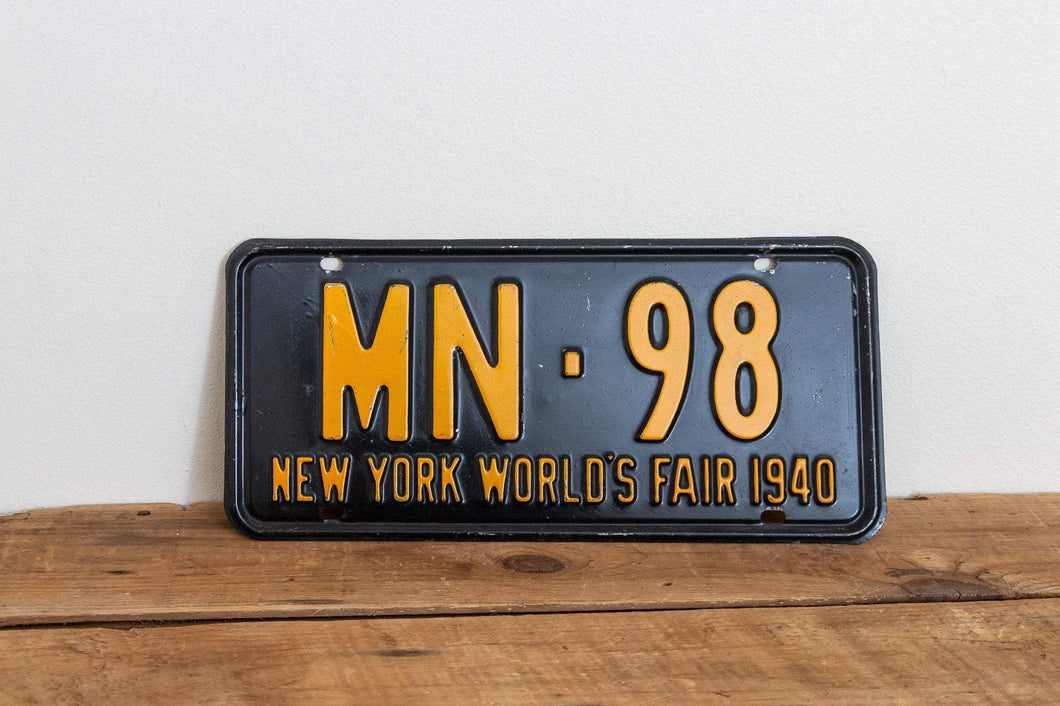 New York 1940 License Plate Vintage World's Fair MN 98 Wall Decor - Eagle's Eye Finds