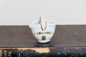 Grenada Ceramic Basket Vintage Golden Porcelain Decor - Eagle's Eye Finds