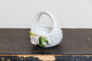 Floral Ceramic Basket Vintage Porcelain Bone China Knickknack - Eagle's Eye Finds
