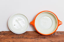 Load image into Gallery viewer, Orange Hall Sundial Casserole Dish Vintage Ceramic Kitchenware - Eagle&#39;s Eye Finds
