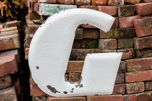 Load image into Gallery viewer, Goodyear G White Letter Porcelain Vintage Wall Hanging Decor Metal Initials Name Letter - Eagle&#39;s Eye Finds
