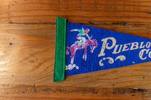 Pueblo Colorado Felt Pennant Vintage Blue CO Wall Decor - Eagle's Eye Finds