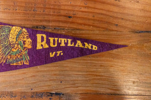 Rutland Vermont American Indian Felt Pennant Vintage Wall Decor - Eagle's Eye Finds