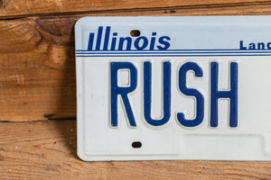 RUSH 17 Illinois Vanity License Plate Pair Vintage Wall Hanging Decor - Eagle's Eye Finds