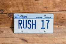 Load image into Gallery viewer, RUSH 17 Illinois Vanity License Plate Pair Vintage Wall Hanging Decor - Eagle&#39;s Eye Finds
