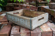 Load image into Gallery viewer, Pepsi Cola Soda Crate Vintage Wood Pop Box with White Lettering - Eagle&#39;s Eye Finds
