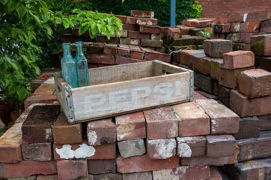 Pepsi Cola Soda Crate Vintage Wood Pop Box with White Lettering - Eagle's Eye Finds