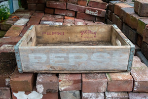 Pepsi Cola Soda Crate Vintage Wood Pop Box with White Lettering - Eagle's Eye Finds