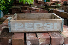 Load image into Gallery viewer, Pepsi Cola Soda Crate Vintage Wood Pop Box with White Lettering - Eagle&#39;s Eye Finds
