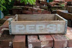 Pepsi Cola Soda Crate Vintage Wood Pop Box with White Lettering - Eagle's Eye Finds