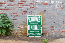 Load image into Gallery viewer, R. White&#39;s Lemonade Porcelain Sign Green Vintage Kitchen Advertising Decor - Eagle&#39;s Eye Finds
