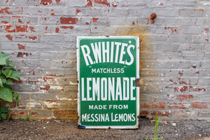 R. White's Lemonade Porcelain Sign Green Vintage Kitchen Advertising Decor - Eagle's Eye Finds