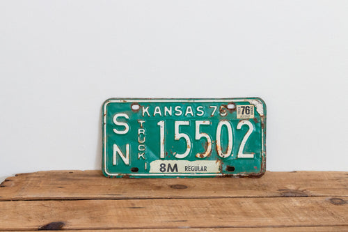 Kansas 1975 Truck License Plate Green Vintage Wall Hanging Decor - Eagle's Eye Finds