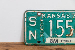 Kansas 1975 Truck License Plate Green Vintage Wall Hanging Decor - Eagle's Eye Finds