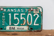 Load image into Gallery viewer, Kansas 1975 Truck License Plate Green Vintage Wall Hanging Decor - Eagle&#39;s Eye Finds

