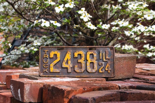 Illinois 1924 Truck License Plate Brown Vintage Wall Hanging Decor - Eagle's Eye Finds