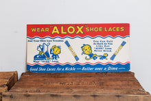 Load image into Gallery viewer, Alox Shoelaces Sign Vintage Cardboard Advertising Mudroom Wall Decor - Eagle&#39;s Eye Finds
