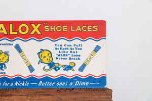 Alox Shoelaces Sign Vintage Cardboard Advertising Mudroom Wall Decor - Eagle's Eye Finds