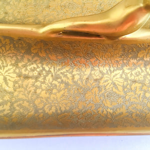Golden Bird Ornate Relish Celery Tray Vintage Ceramic Pottery - Eagle's Eye Finds