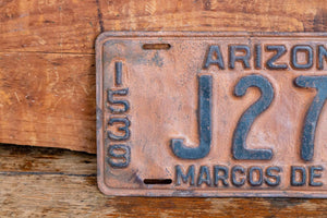 Arizona 1939 Marcos De Nira License Plate Vintage Wall Hanging Decor - Eagle's Eye Finds