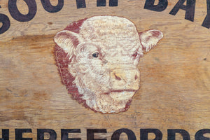South Bay Hereford Cow Sign Vintage Painted Wood Farm Sign - Eagle's Eye Finds