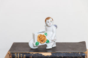 Cherub Wheelbarrow Toothpick Holder Vintage Occupied Japan Angel Ceramics - Eagle's Eye Finds