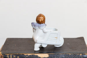 Cherub Wheelbarrow Toothpick Holder Vintage Occupied Japan Angel Ceramics - Eagle's Eye Finds
