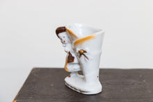 Load image into Gallery viewer, Lady with Purse Toothpick Holder Vintage Occupied Japan Ceramics - Eagle&#39;s Eye Finds
