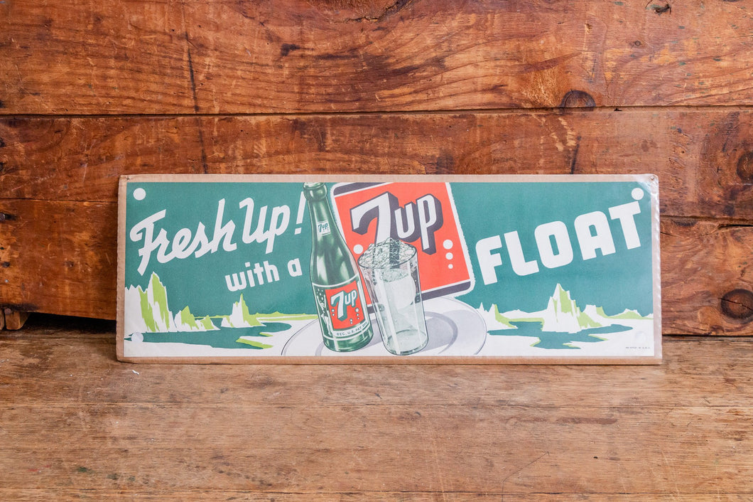 7up Fresh Up Float Paper Sign Vintage Soda Advertising Ephemera Wall Decor NOS - Eagle's Eye Finds