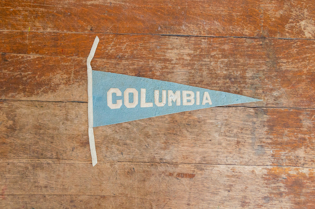 Columbia University Blue Felt Pennant Vintage Dorm Decor - Eagle's Eye Finds