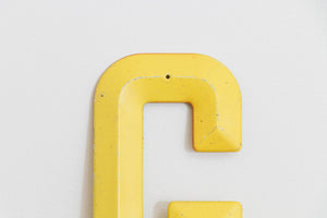 Yellow Metal G Vintage Wall Hanging Decor Initials Name Letter - Eagle's Eye Finds